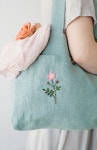 Sweet Handmade Embroidered Soft Linen Tote Bag | allthebeautifullinen on Etsy #linen #handmade | 자수, 가방
