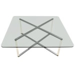 X Base Chrome and Lucite Glass Top Coffee Table | 테이블, 인테리어