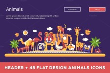 Header + Flat Design Animals Icons | Animal icon, Web design icon, Icon