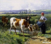 (France) Milkmaid with cows by Julien Dupre 1851-1910. Oil on canvas. | 유화, 그림