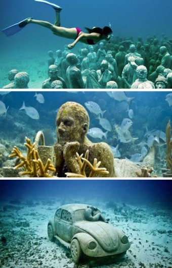 MUSA (Museo Subacuático de Arte) is an underwater museum in the waters surrounding Cancun and Isla M… | Underwater sculpture, Mexico travel, Top travel destinations