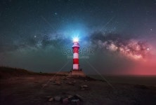 등대 스타 강 천구 풍경 반짝반짝 빛나는 별 자연 풍경 밤 하늘 꿈 바다 | Image, Lighthouse, Vector graphics