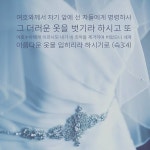 여호와께서 자기 앞에 선 자들에게 명령하사 그 더러운 옷을 벗기라 하시고 또 여호수아에게 이르시되 내가 네 죄악을 제거하여 버렸으니 네게... 