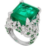 Tivon 18ct White Gold Large Colombian Emerald & Diamond Cocktail Ring | 다이아몬드, 에메랄드, 에메랄드 반지