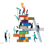 Vector Art : People climbing books. isolated on white background. Vector illustration. | Library logo, Illustration, Free vector... 