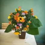 Summer flower arrangement Orange and yellow colors(이미지 포함)