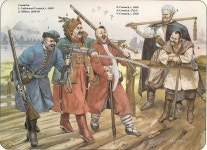 Cossacks: 1:Uniformed Cossack, c.1630. 2:Officer, 1630-50. 3:Cossack, c.1650. 4:Cossack, 17th C. 5:Cossack, c.1700. | 근세, 서양