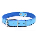 Soft Handmade Genuine Leather Dog Collar in Aqua / Blue | 가죽공예
