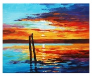 setting sun | 수채화 노을, 유화, 석양