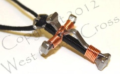 Handmade Horseshoe 5 Nail Cross Necklace (Copper) | 와이어아트