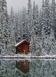 rustic log cabin in the snow | 통나무집
