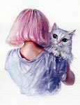 Pink Cuddles by TanyaShatseva.deviantart.com on @DeviantArt | 일러스트레이션, 그림, 아크릴화