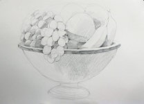 Drawing Fruit bowl - Basic Pencil drawing process 과일 그릇 그리기 과정 - 기초 연필 데생 드로잉 | 과일 그릇, 예술, 수채화 과일