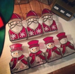 Stained glass snowmen and Santa votives | 스테인드글라스