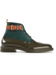 An awesome pair of moss green patent boots with suede detail by Vivienne Westwood for men. Perfect for fall! | 남성패션, 신발... 