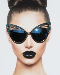 Blue Cat Style Sunglasses on Gold Frames, Blue Crystal Cateye Sunglasses, Wild Cat Style Sunglasses | 안경