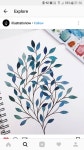 Watercolor Blue Leafed Branches | 꽃그림, 패브릭 페인팅, 수채화 삽화