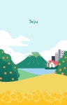 플랫디자인 하늘 한국 한라산 jeju island mountain travel illustration house flower spring t… | 그래픽 포스터, 여행 카드, 풍경 포스터... 