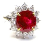 Platinum Ruby Ring with Diamonds | 쥬얼리