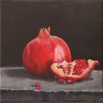Kitchen Still Life Original Food Painting FREE SHIPPING Pomegranate 7,87x7,87 Acrylics on canvas | 석류