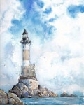 Pin de 경순 조 en 풍경 수채화 en 2023 | Pintura de faro, Arte de faros, Técnicas de acuarela