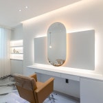mirror, Bathroom lighting 미용실인테리어(미다스인테리어) in 2022 | Bathroom mirror, Lighted bathroom mirror, Bathroom lighting