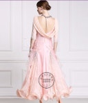 사용자 정의 우아한 핑크 긴 소매 여우 트로트 왈츠 탱고 살사 경쟁 볼룸 댄스 드레스 수제 구슬-에서사용자 정의 우아한 핑크 긴 소매... 