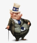 박사 모자 안경을 끼고 정장을 입고 지팡이에 의지하여 돼지 | Pig illustration, Character design, Pig character