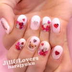 하루디네일(Harudy Nail) | キラキラハートとくまちゃん #jillandlovers#harajyuku#nail#ネイル #nailart#paragel#パラジェル#gelnail#美甲#네일 #젤네일#かわいい...