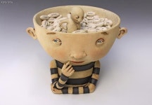 Kina Crow , Looking for just the right words - ceramic  (I love this, a simple saying converted in a beautiful sculpture) | 인형