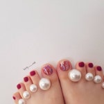 #패디 #레드 #자개 #매트 #가을 #존예 by 콩네일 - 네일하기 전에, 젤라또 | 발톱 네일 디자인, 갤럭시 네일