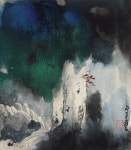 Zhang Daqian (Chang Dai-chien, 1899-1983) CASCADES IN LUSH MOUNTAINS signed YUAN WENG, dated yi mao, 1975, the seventh lunar month... 