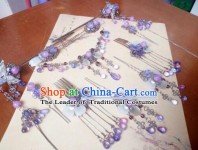 Traditional Chinese Ancient Classical Handmade Hair Accessories Complete Set Princess Pur… | Handmade hair accessories... 