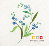 프랑스 자수 배우기 : 물망초 야생화 자수(이미지 포함) | 자수, 손 자수 패턴, 꽃 자수