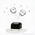 Inktober Day 10: Jump #inktober #inktober2016 #ink #illustration #drawing #doodle #blackandwhite #cute #toast #breakfast #morning... 