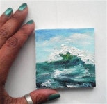 Mini Oil Painting Green Waves Seascape Impasto 3 x #oilpaintingfashion | 유화, 캔버스 그림, 아크릴 아트
