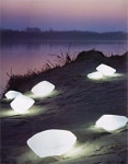 Rotationally molded outdoor lamps with a typical organic stone shape | 조경설계, 조경, 야간 조명