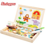 Simingyou 나무 퍼즐 어린이 숲 공원 다기능 자기 아이 퍼즐 드로잉 보드 교육 장난감 WDX41 | Brinquedos educativos para... 