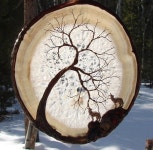 Howling Wolves Wire Tree Of Life Spirit sculpture natural Geode Agate slice | 나무, 우드버닝, 공예