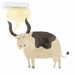 cartoon ox with speech bubble RHI_383, RHI, 일러스트, 예술, 기포, 버블... 그림, 데셍, 드로잉, 소묘, 농장… | 복고, 일러스트레이션, 예술