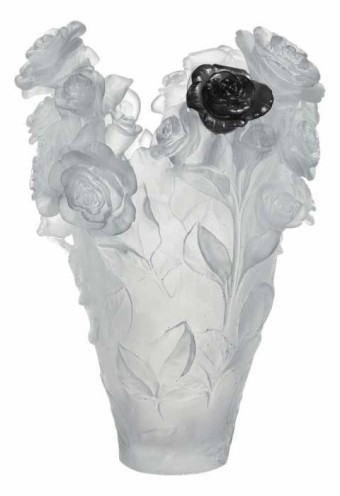 Daum Crystal Rose Passion Magnum Vase - Black & White - Limited Edition of 50 - 10% BACK IN REWARD $$