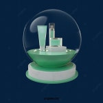 신선한 아름다움 녹색 화장품 일러스트 수정 구슬 디스플레이 모델, 부드러운 창백, 뷰티 메이크업, 수정 구슬 PNG 일러스트 및 PSD 이미지... 