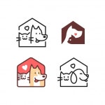 Premium Vector | Dog cat house home logo vector icon line art outline | 동물 로고, 고양이 로고, 강아지 로고