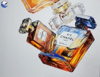 샤넬 향수 / Chanel perfume / 기초디자인 개체묘사 | 향수병, 향수, 질감 패턴