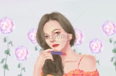 Boche 아름다운 미 | 아름다운 여자 미 미 립스틱 메이크업 미백 미 컷 자유형 | 아름다운, 사진, 메이크업