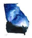 watercolor illustration, Starry Sky for Brandon.  This print version is sized 8.5 x 11, but you can convo me | 수채화, 아이디어