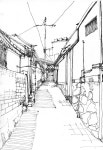Julia Comer streetscape sketch | 풍경 스케치, 2점 투시 그림, 풍경화 | 풍경 스케치, 2점 투시 그림, 도시 풍경 드로잉