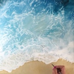 Ocean wave oil painting on canvas panel | 수채화 바다, 바다 파도, 그림