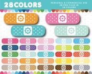 Bandage with heart clipart in 28 colors, CL-1243 | 이름표, 건강