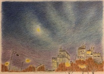 2019.11.1. Bucheon-si, Walking way in evening, color pencils | 그리기